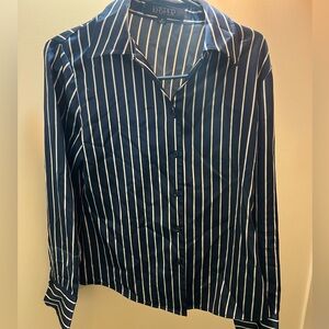 Kasper Navy Satin Striped Shirt